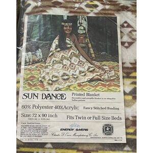 Charles D Owen Sundance Aztec Printed Blanket Southwestern New Twin/Full Size